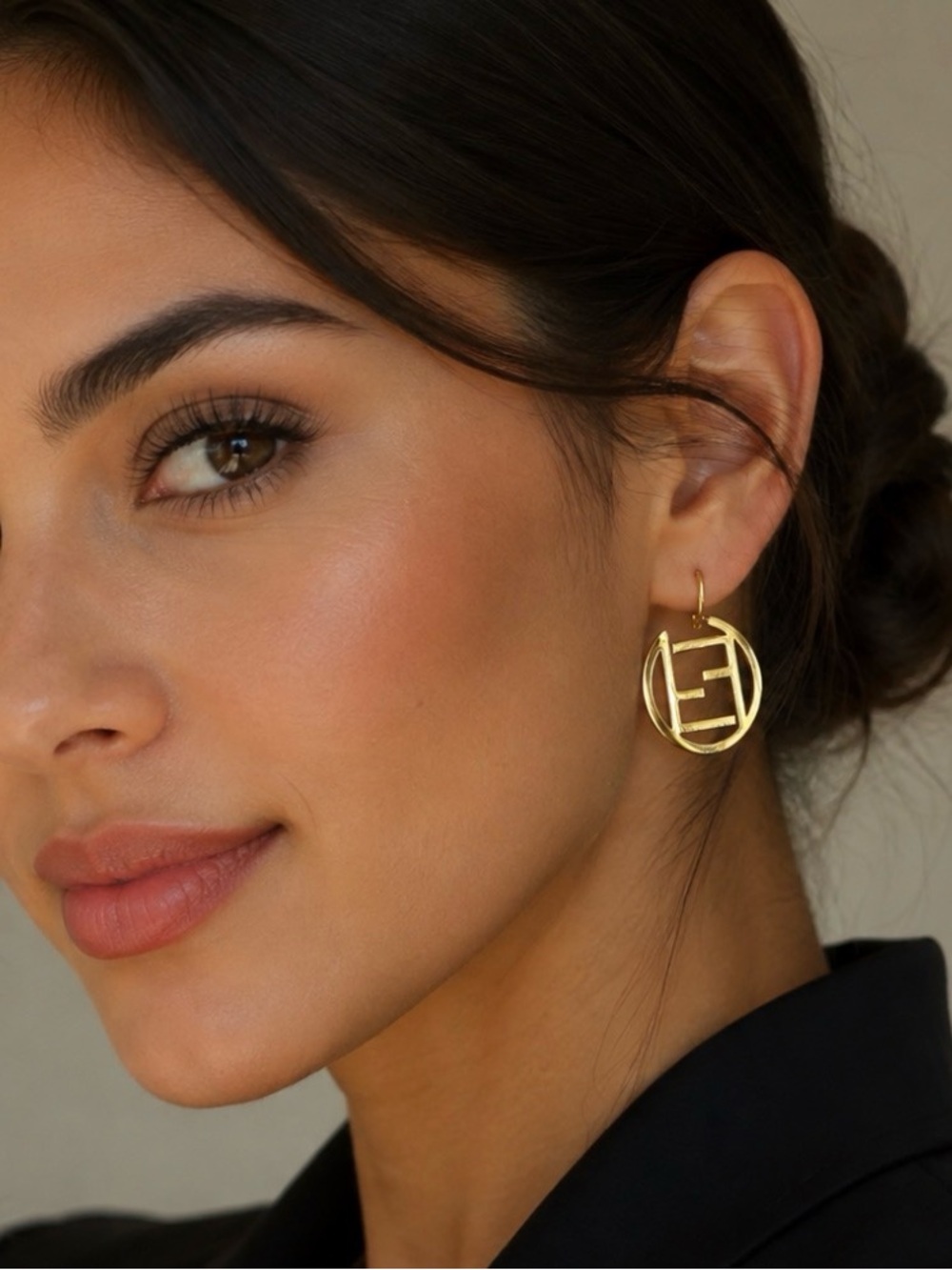 Gold Gold-filled Monogram Hoop Drop Earrings — Women's Fashion Jewelry